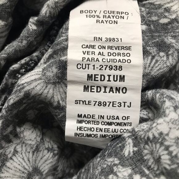 Takara Mini Skirt Black & White Floral Print Flowy Elastic Waist - Medium - Picture 5 of 7